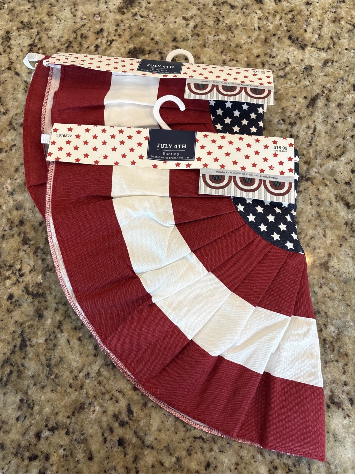 Hobby Lobby July 4th Red White & Blue With Stars 3 Piece Bunting Lot of 2 gallery