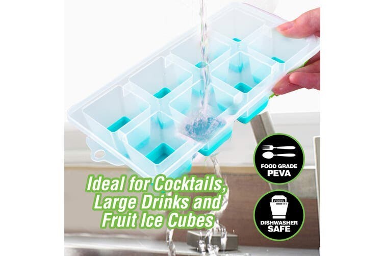 2 pack Ice Cube Tray Jumbo Size Silicone Base Easy Release Cocktails Iced Coffee gallery