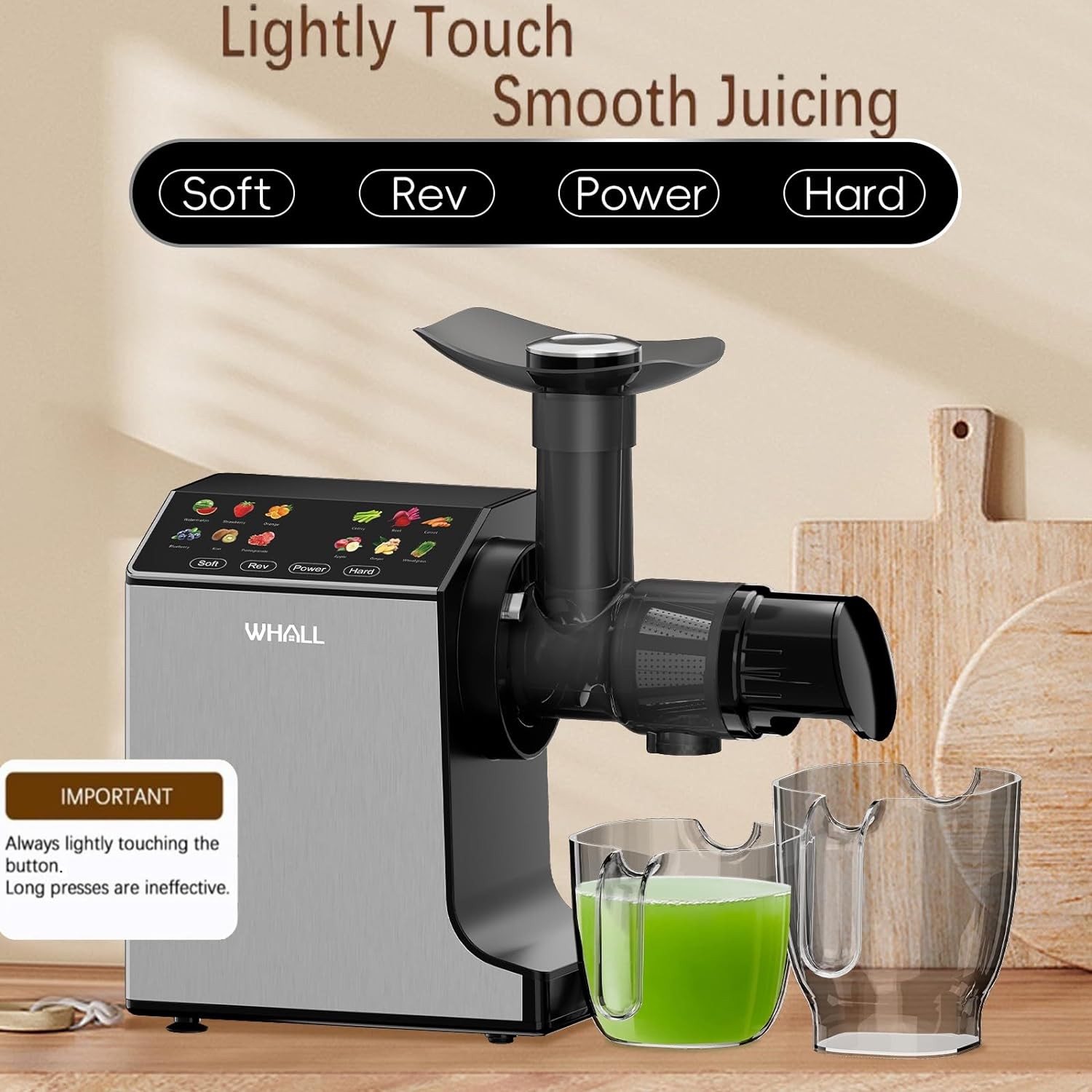 Whall Slow, Masticating & Cold Press Juicer Machine, 2 Speeds ZM1523 - SILVER gallery