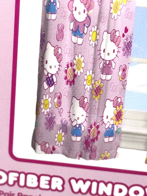 Sanrio Hello Kitty Microfiber Window 2 Panels Curtains Drapes Flower Kids Franco gallery