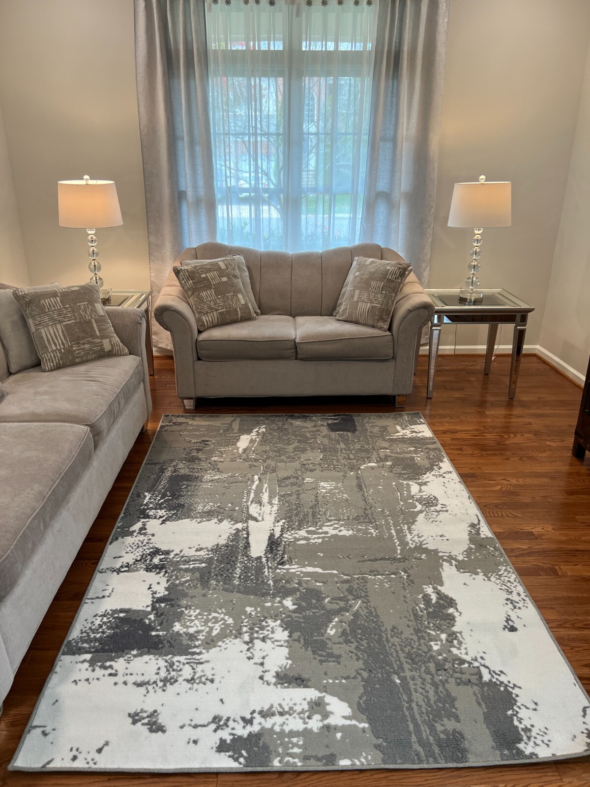 Brand New Grey and Cream Abstract Pattern Area Rug Floor 8x11, 5x8 Carpets gallery