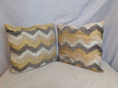 2 Chevron Zigzag Accent Throw Pillow Covers Lumbar Boho Home Decor Gold Gray