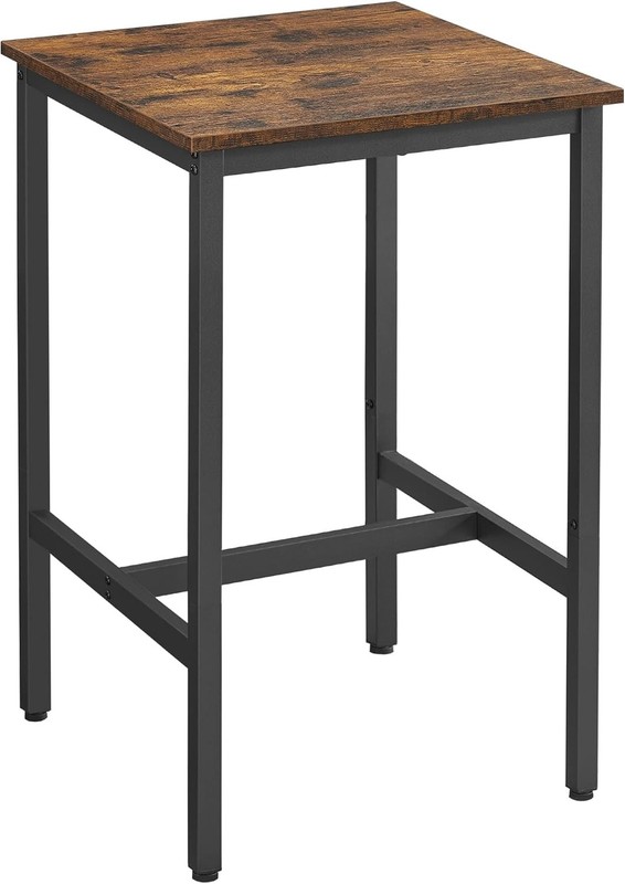 Compact Bar Height Table: Rustic Brown & Black, Ideal for Entertaining gallery
