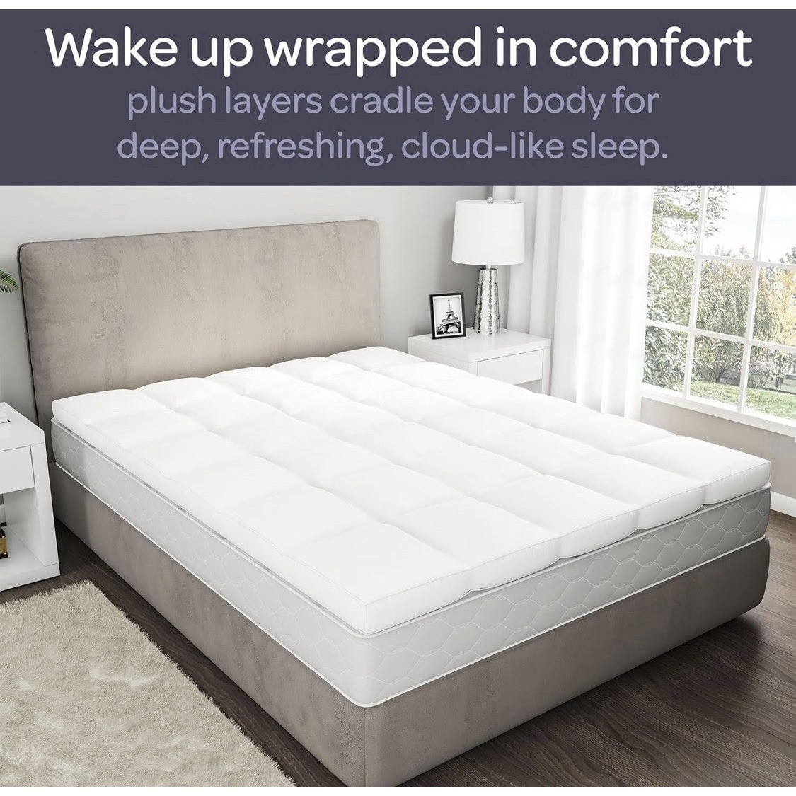 King Duck Feather Mattress Topper 2 Inch Gusset Cotton Cover White Lavish Home gallery