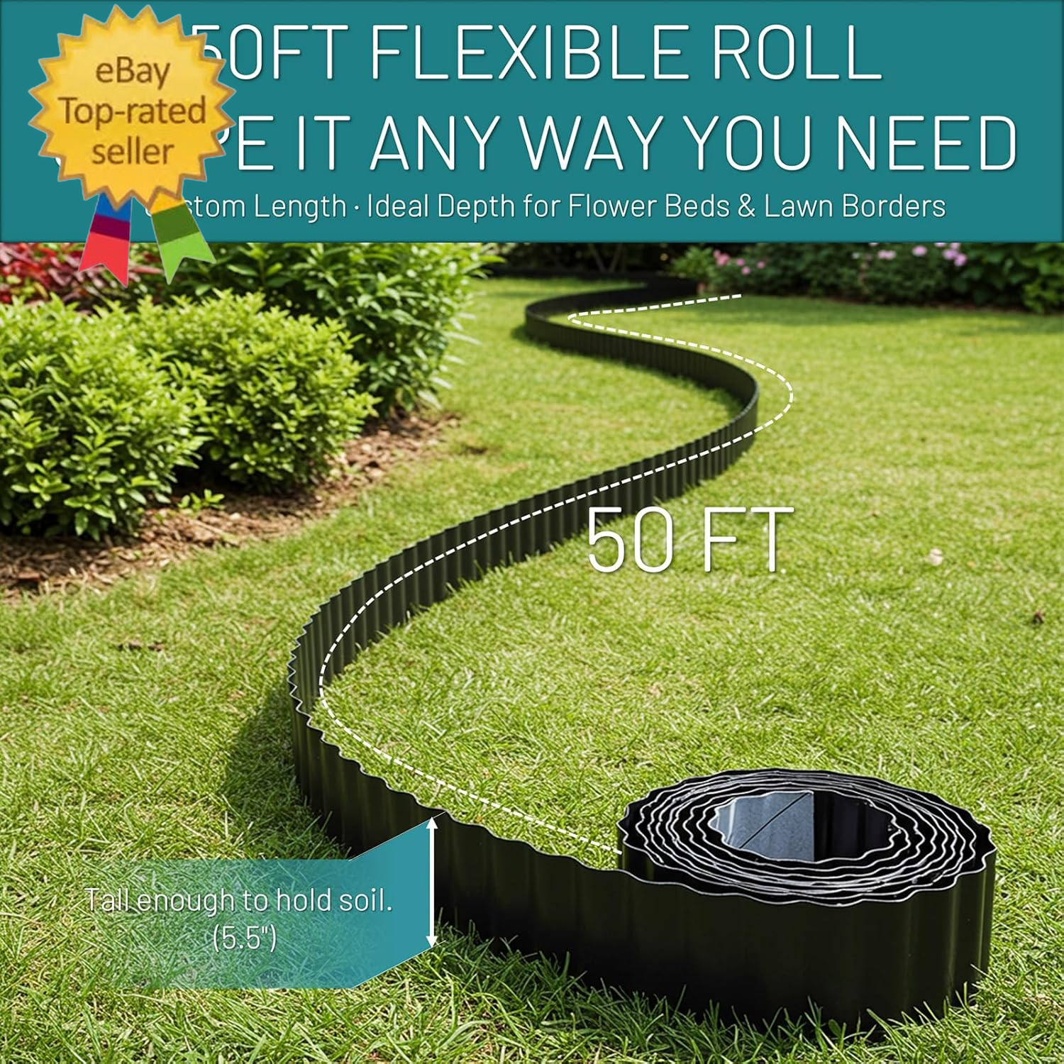 50FT Black Corrugated Metal Landscape Edging – Flexible &Rustproof Garden Edging gallery