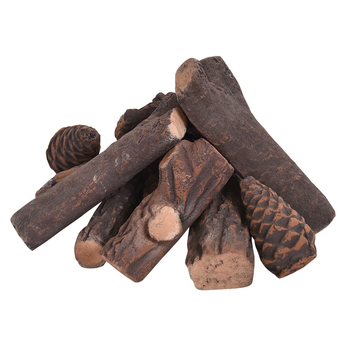 9Pieces Ceramic Wood Gas Fireplace Log Set Imitation Wood Propane Firepit Logs gallery