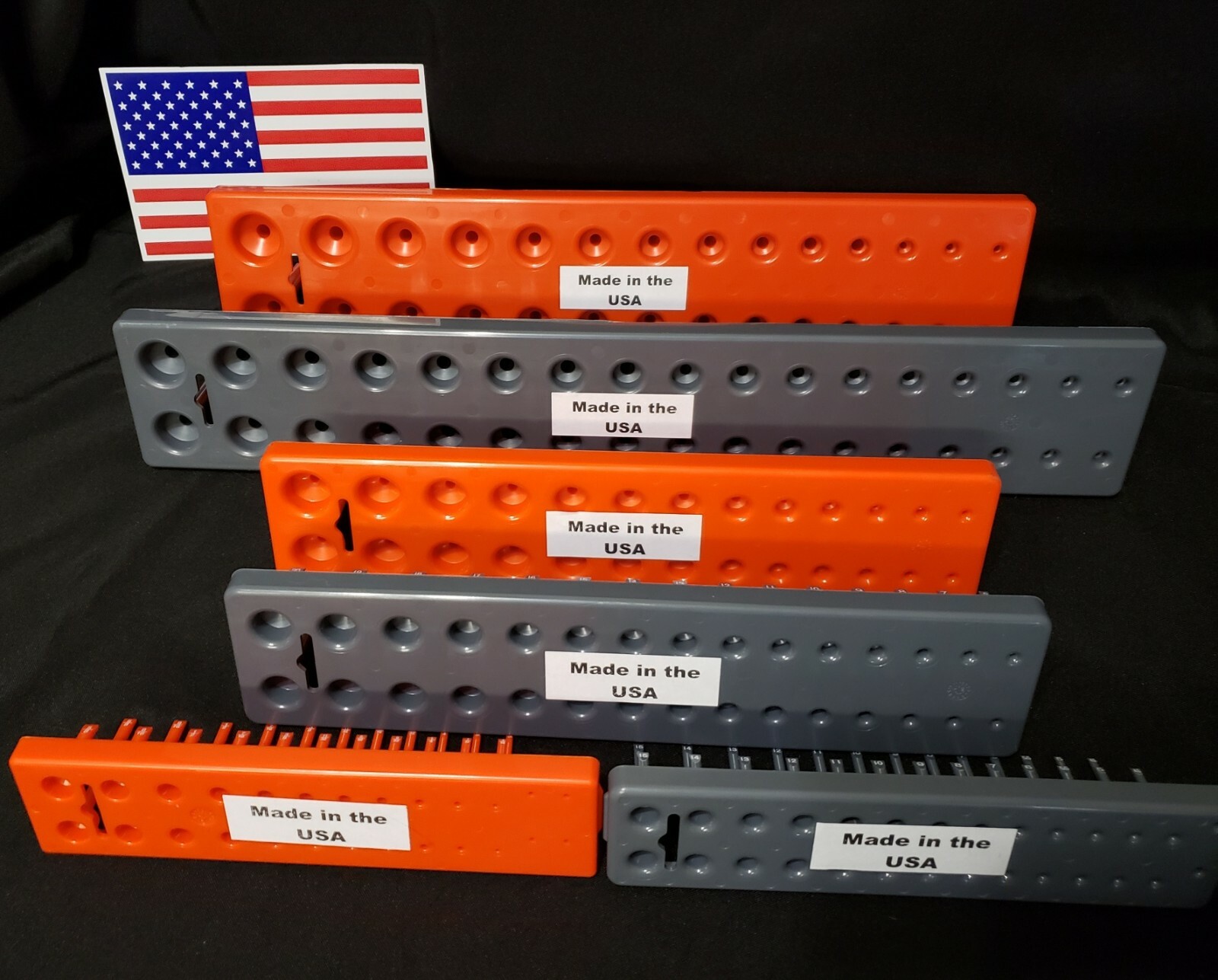 Hansen 6 Pc Socket Organizers Tool Rack Holders 1/4" 3/8" 1/2" Orange&Grey - USA gallery