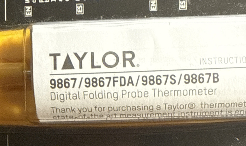 TAYLOR 9867FDA Folding Probe Thermometer, 10", Yellow, Antimicrobial Casing gallery