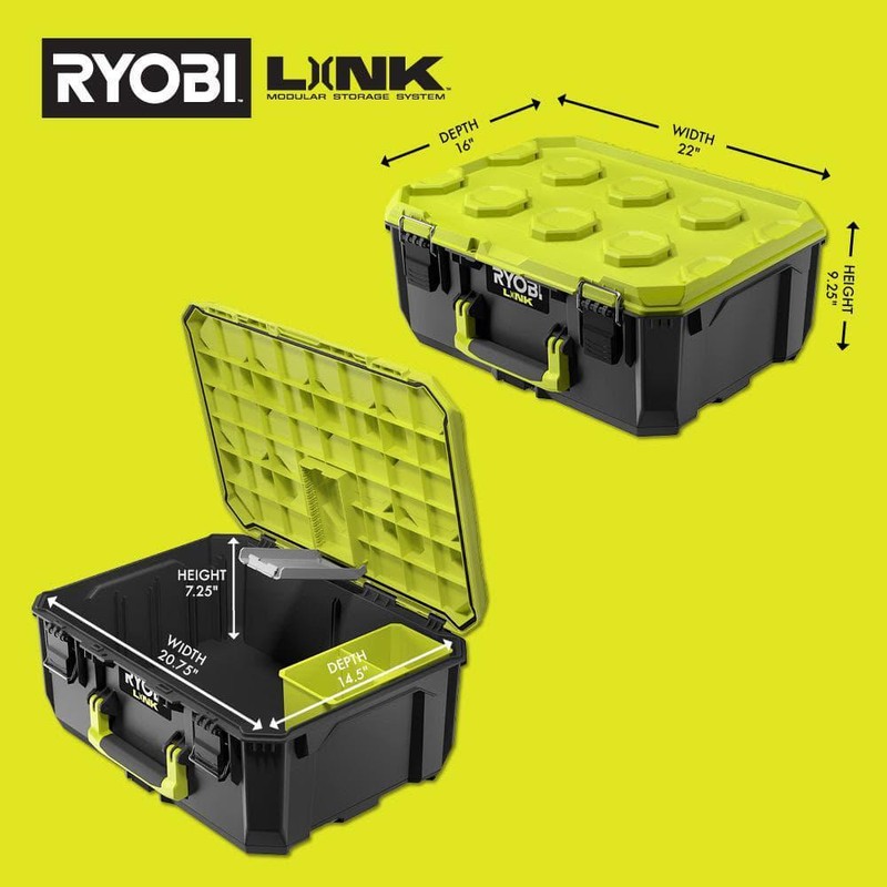 Ryobi LINK Medium Tool Box Impact Water Dust Resistant Modular Storage Durable gallery