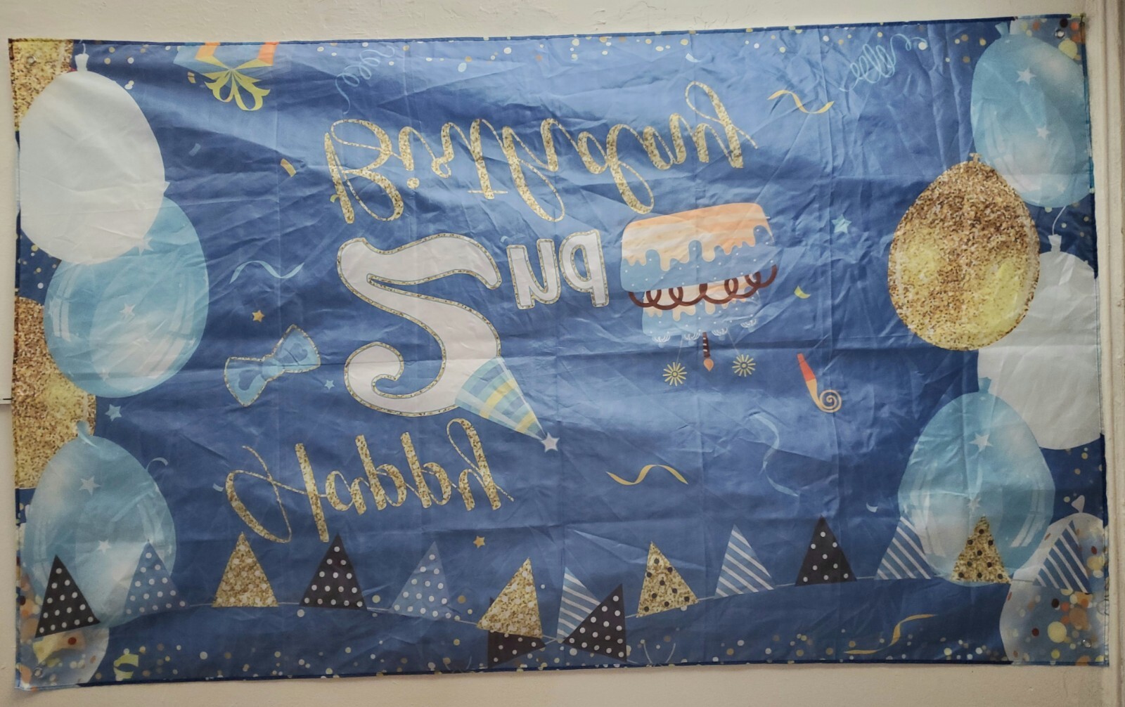 Happy 2nd Birthday Banner Flag Blue Decor New 72 X 43 1/2 inches gallery