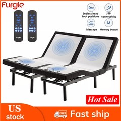 Split King Electirc Adjustable Bed Frame Base With Massage Remote USB Twin XL