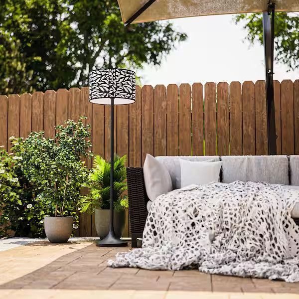 Weather Resistant Eclectic Style Outdoors Indoor Floor Lamp Leaf Patterned Shade gallery
