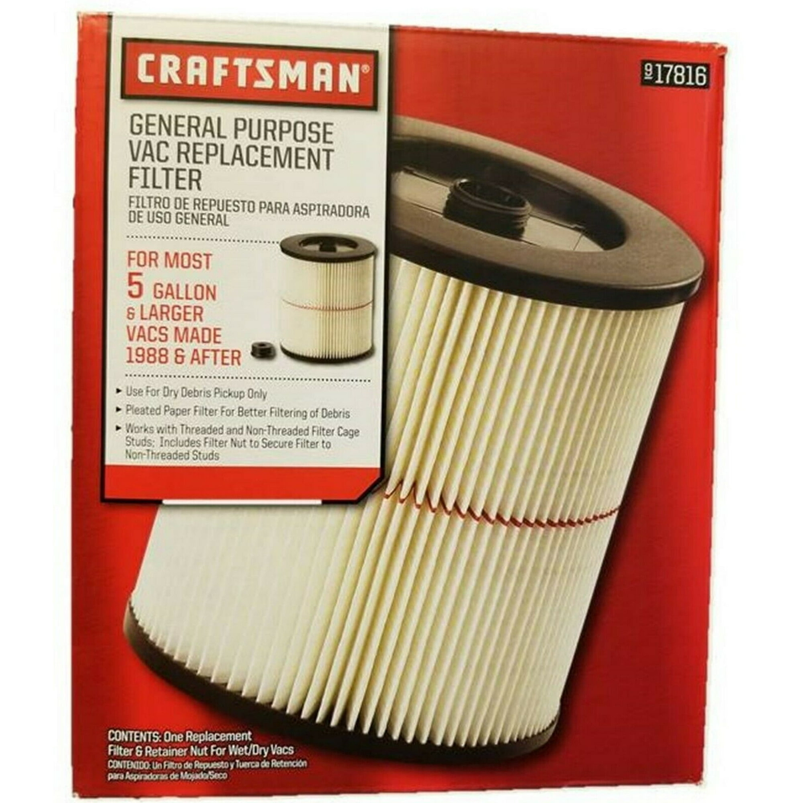 Craftsman 9-17816 OEM Filter Fits Current Craftsman Vacuums 5 Gallons and Above gallery