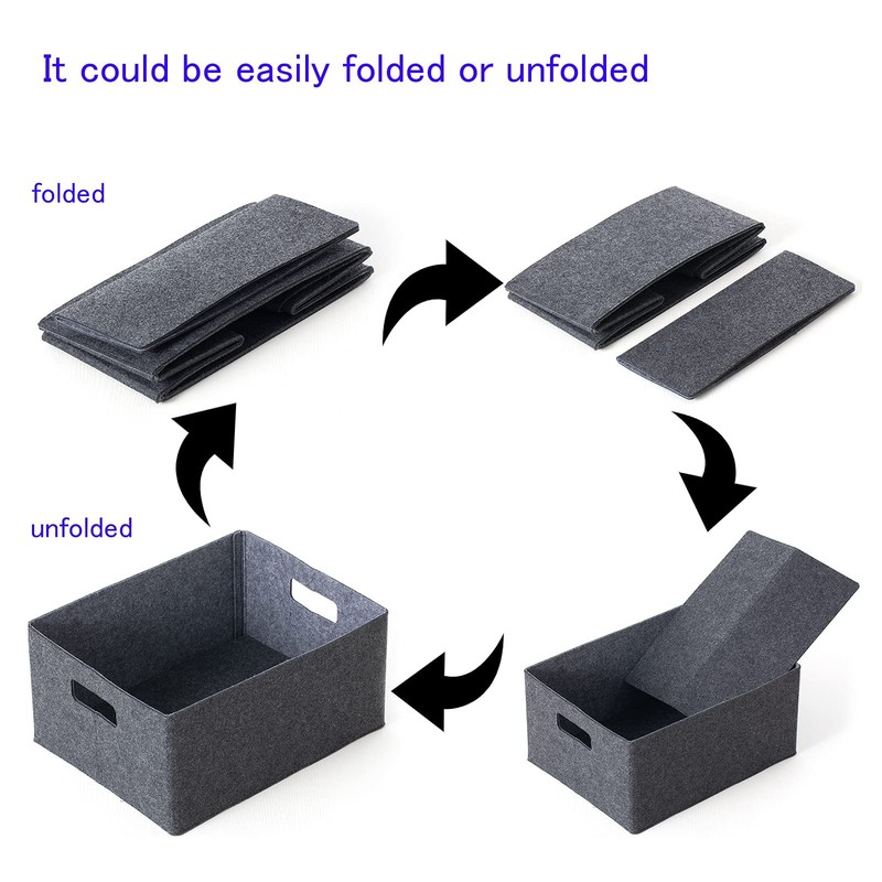 2 pack self-supporting collapsible felt storage basket in darkgrey for storag... gallery