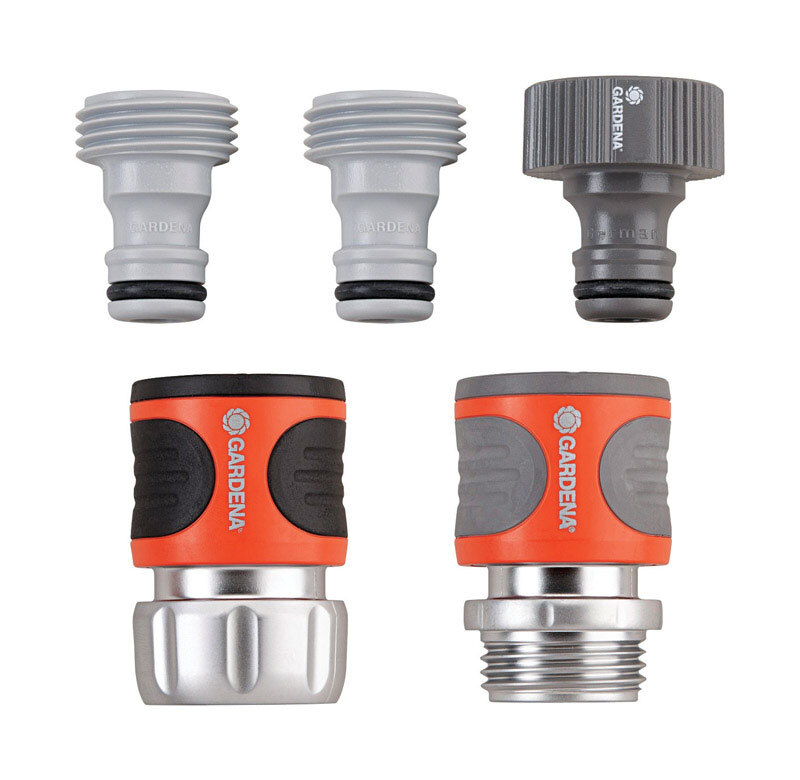 Gardena 5/8 & 1/2 in. Metal Threaded Male/Female Quick Connector Hose Set gallery