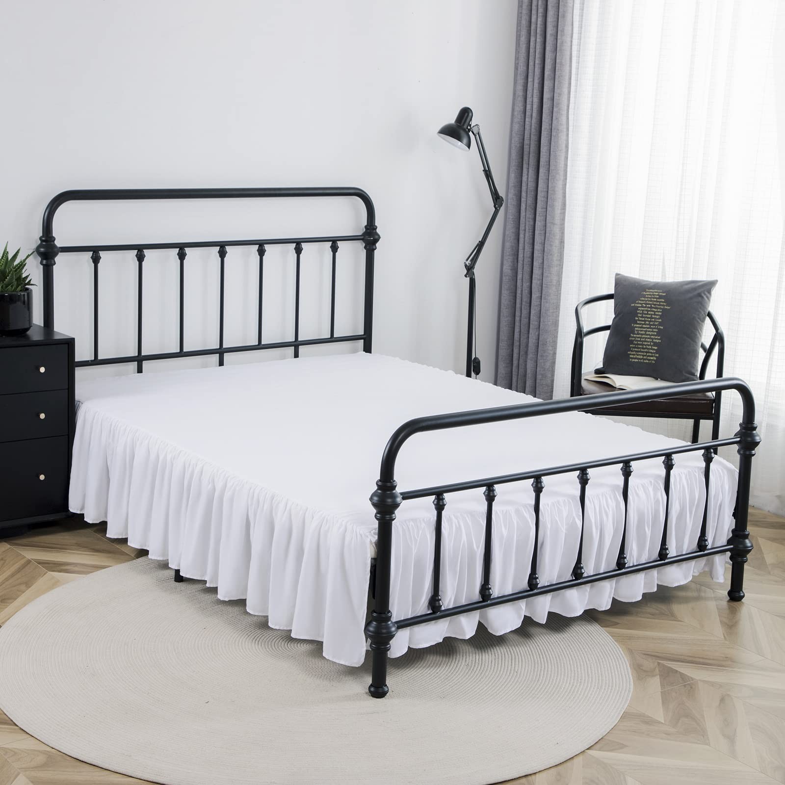 xuan dian Bed Skirt Queen Size Ruffled with Split 14''Queen, White gallery
