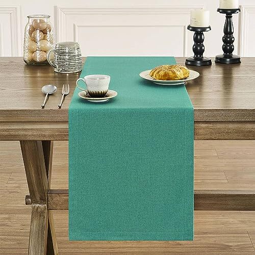 Basic Linen Style Table Runner, 14 x 48 Inch Rustic 14x48 Inch Teal Chambray gallery