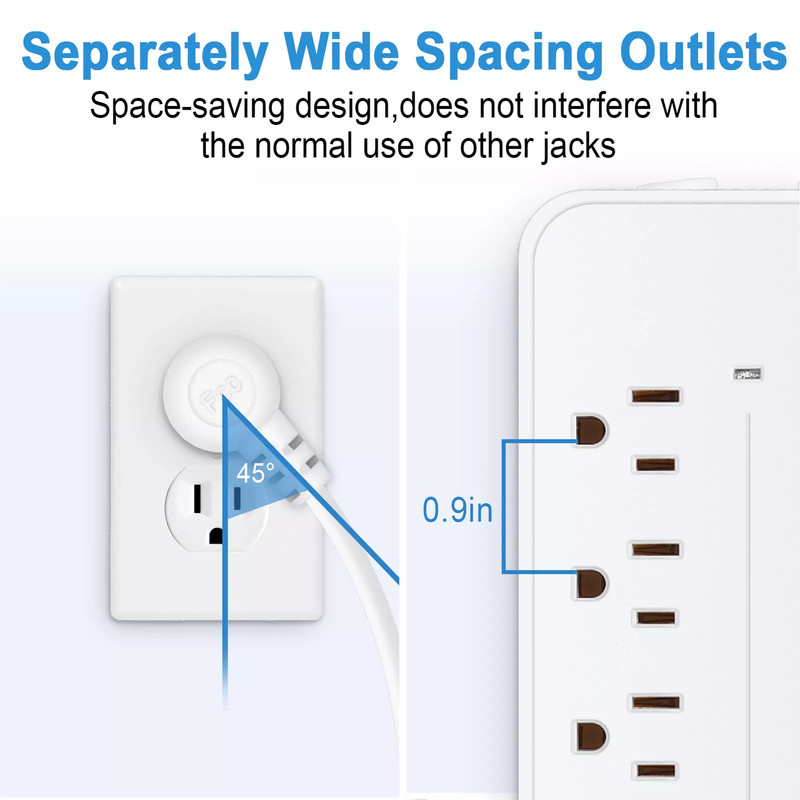 Wall Mountable Usb Surge Protector Power Strip With USB Ports 8 Outlet Plugs gallery