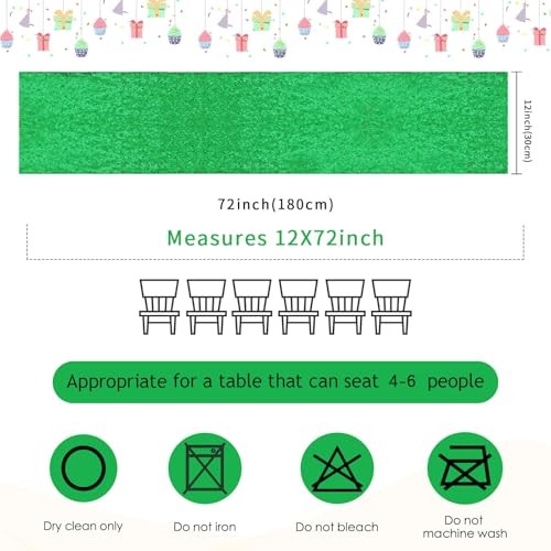 Sequin Table Runner 4 Pack 12x72 Inch Glitter Table 4Pcs - 12"x72" Green gallery