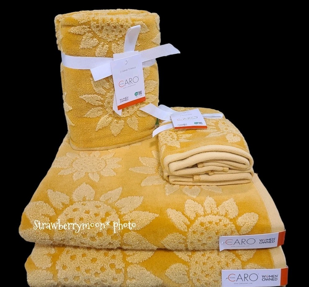 6pc Summer Fall SUNFLOWER BATH HAND TIP TOWEL SET Caro Home NEW gallery