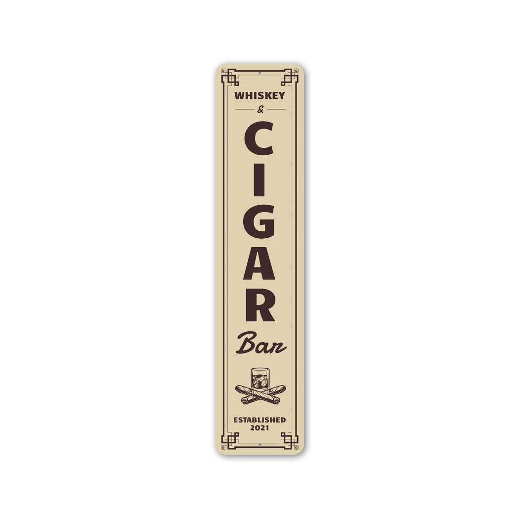 Custom Whiskey & Cigar Bar Plaque Vertical Wall Decor Aluminum Metal Sign gallery