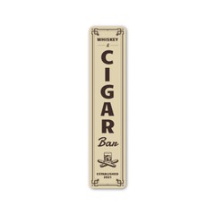 Custom Whiskey & Cigar Bar Plaque Vertical Wall Decor Aluminum Metal Sign