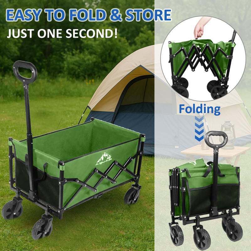 Collapsible Wagon Folding Utility Cart, Beach Wagon 352LBS Heavy-Duty with Adjus gallery