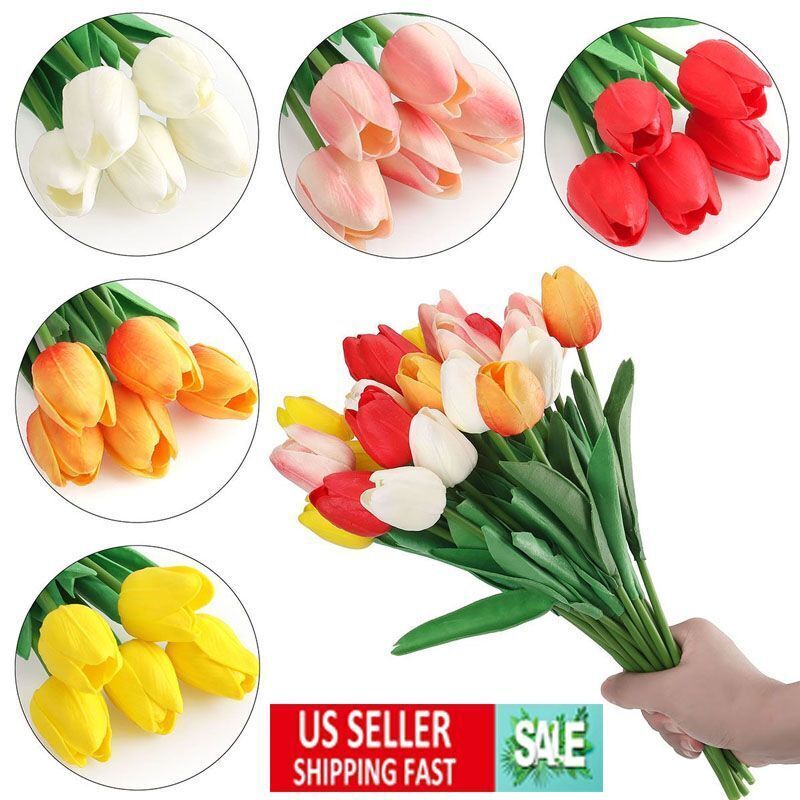 5 10 25Pcs Real Touch Artificial Tulips Bridal Home Wedding Party Festival Decor gallery