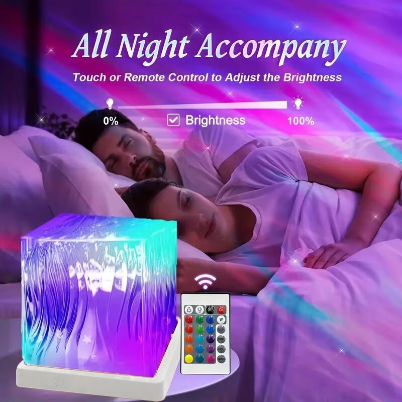 Ocean Wave Aurora Projector Lamp 16 Colors LED Night Light Bedroom Rechargeable gallery