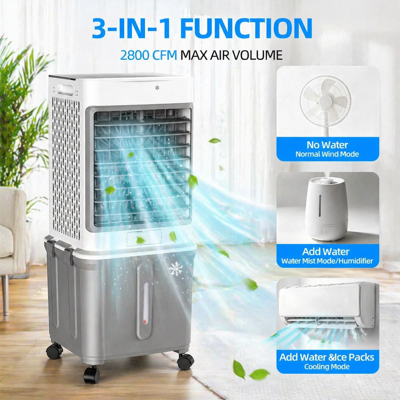 Evaporative Air Cooler Remote Timer 2800CFM Swamp Cooler Fan 10 Gal Water Tank gallery