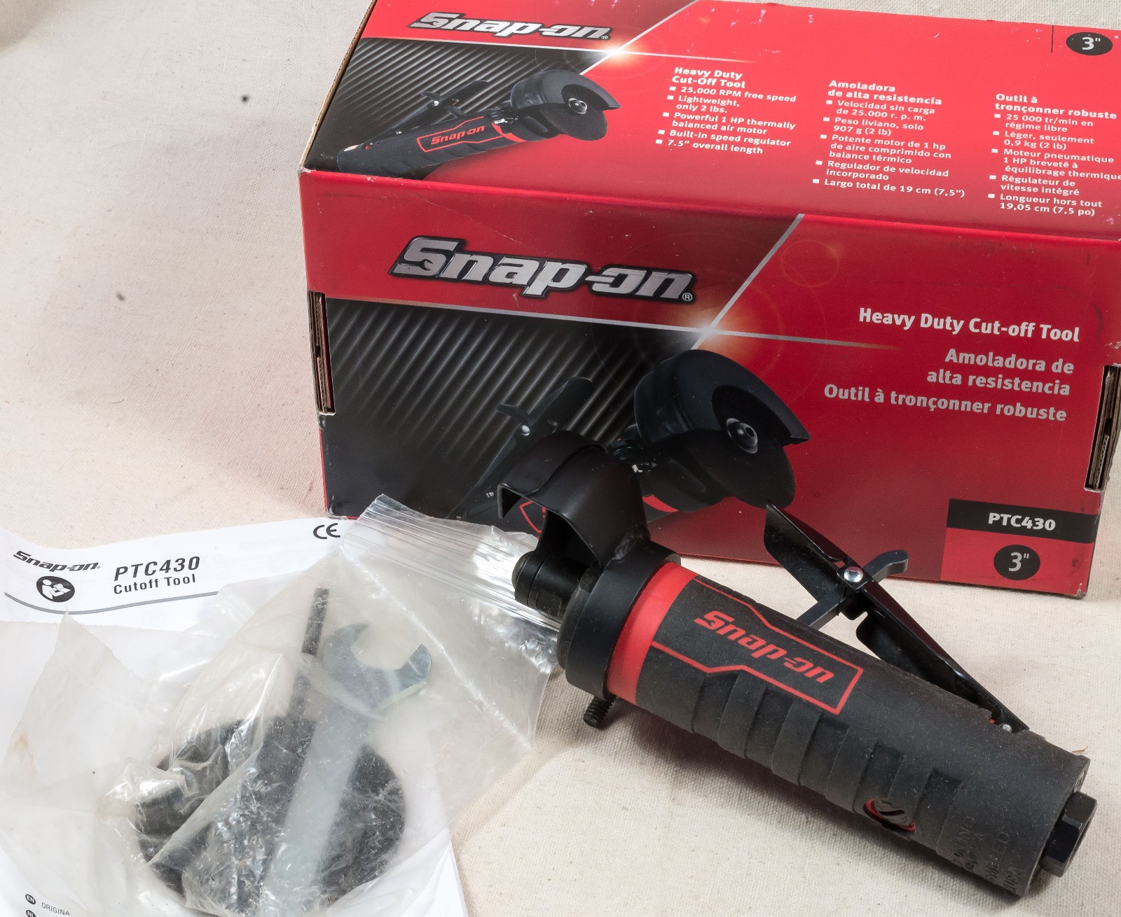 SNAP-ON TOOLS PTC430 Red Heavy Duty 3" Cut-off Air-Tool 1-HP - 25,000 RPM gallery
