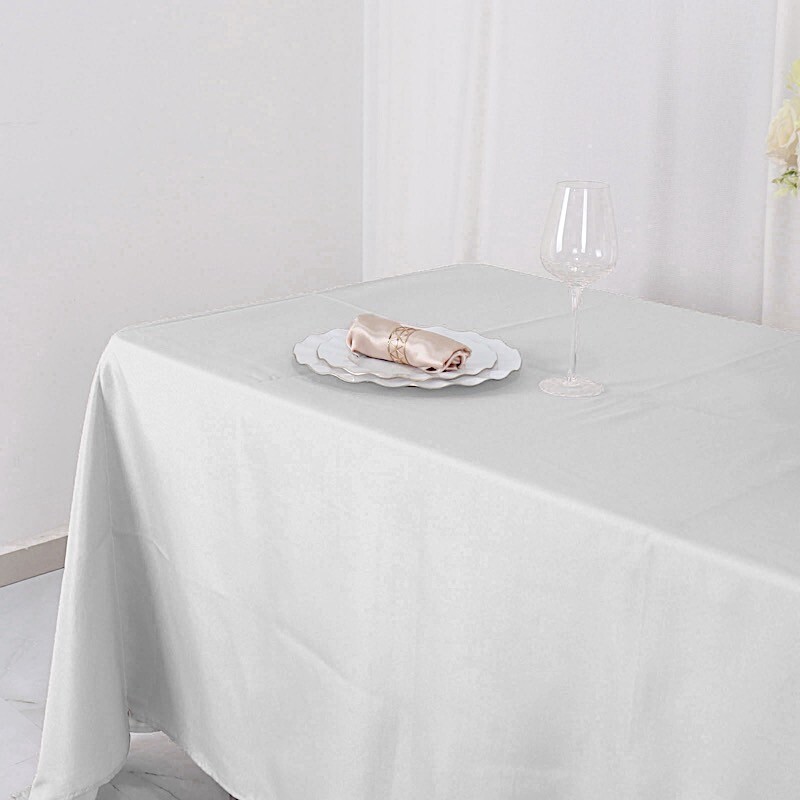 WHITE 72x120 RECTANGLE POLYESTER TABLECLOTH Wedding Party Catering Linens Dinner gallery