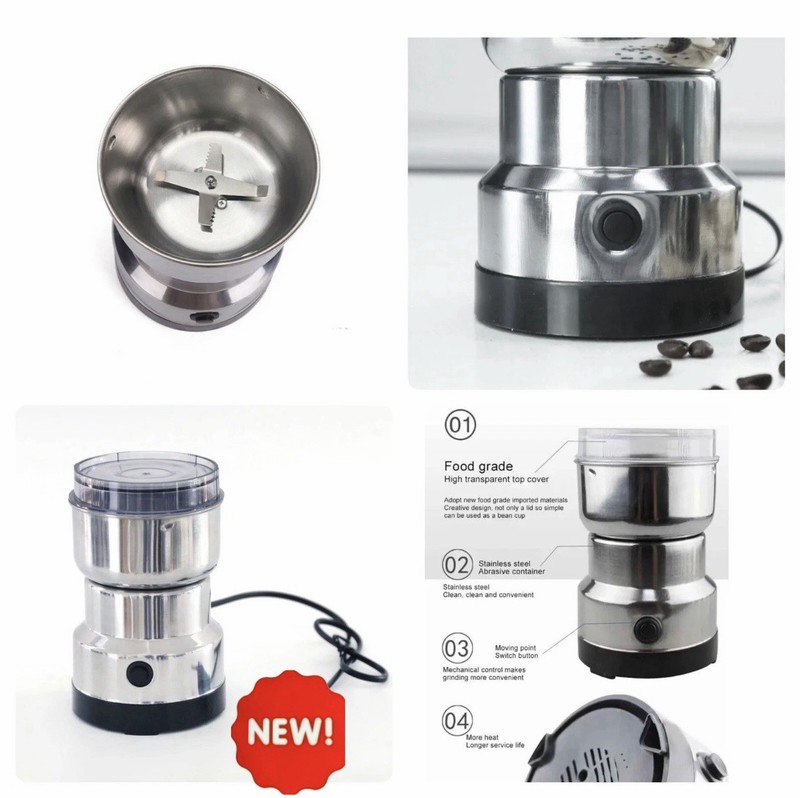 Electric Coffee Bean Grinder Nut Seed Grind Spice Crusher Mill Blender /Silver gallery