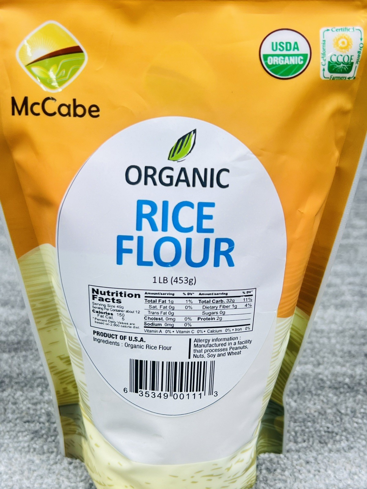 McCabe Organic Rice Flour 1 lb (16 oz) USDA & CCOF Organic Certified Exp 7/25/26 gallery
