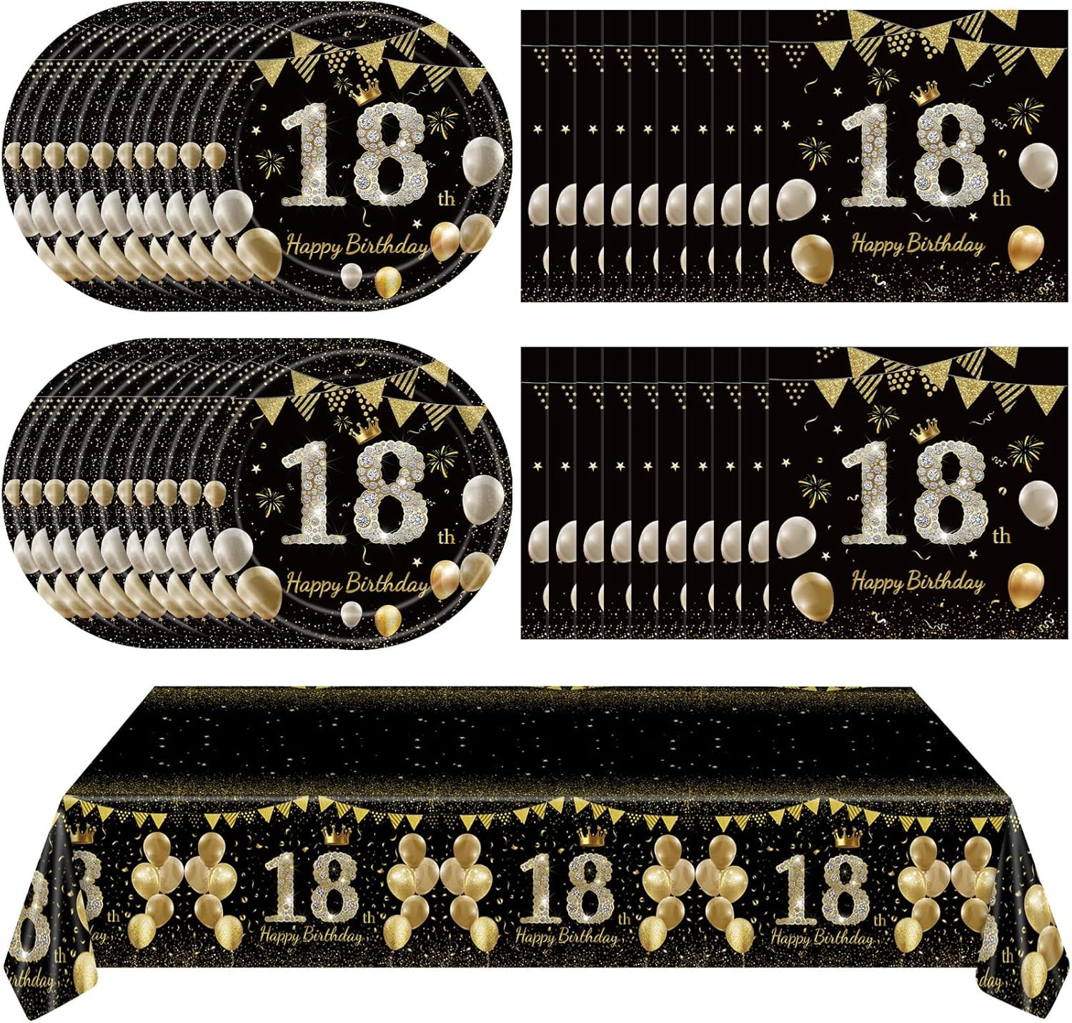 41Pcs 18Th Birthday Decorations for Boy Girls, Black Gold 18 Year Old Happy Birt gallery