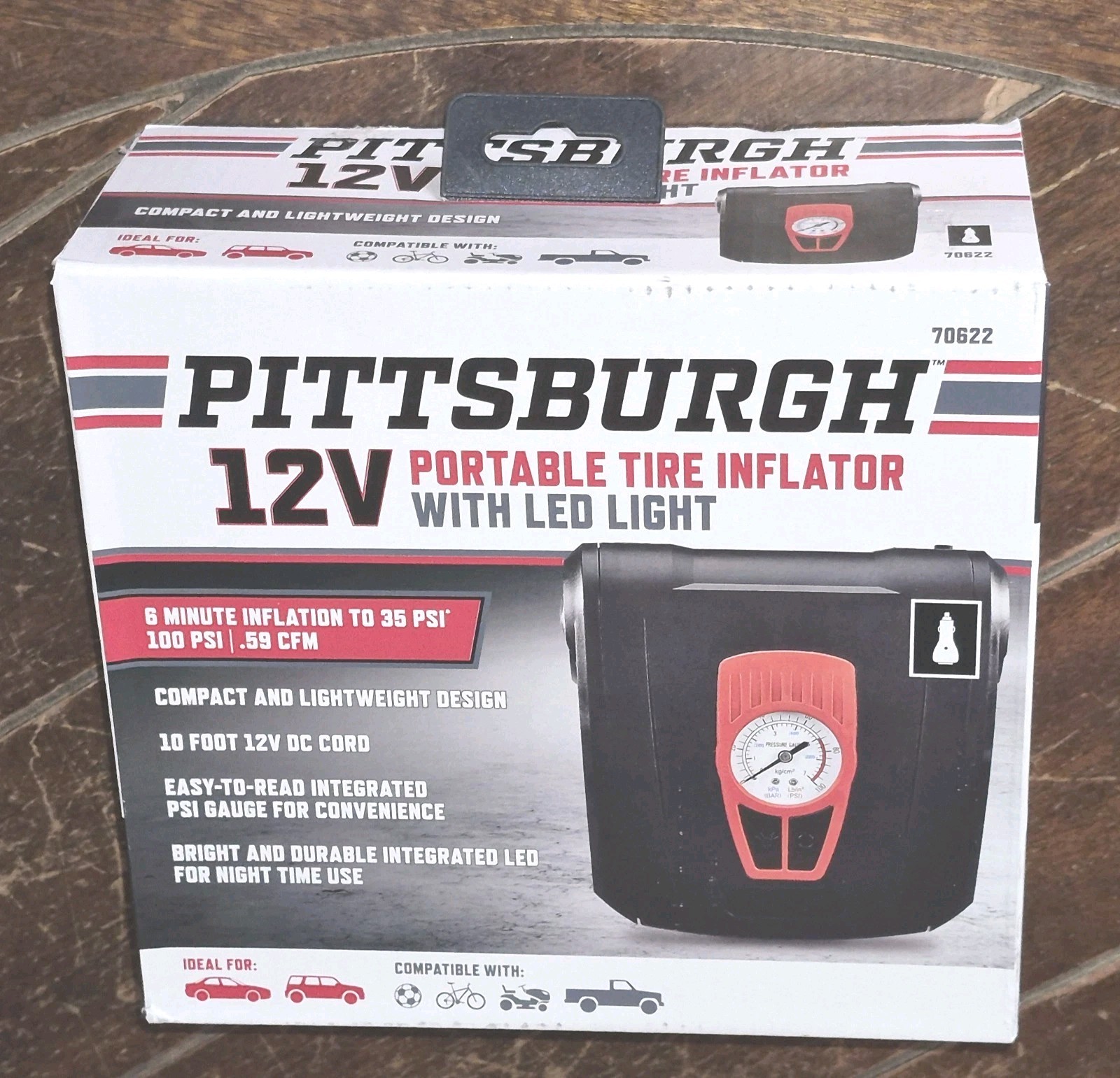 Pittsburgh 12V Portable Inflator with LED Light *Compact & Lightweight* #70622 gallery