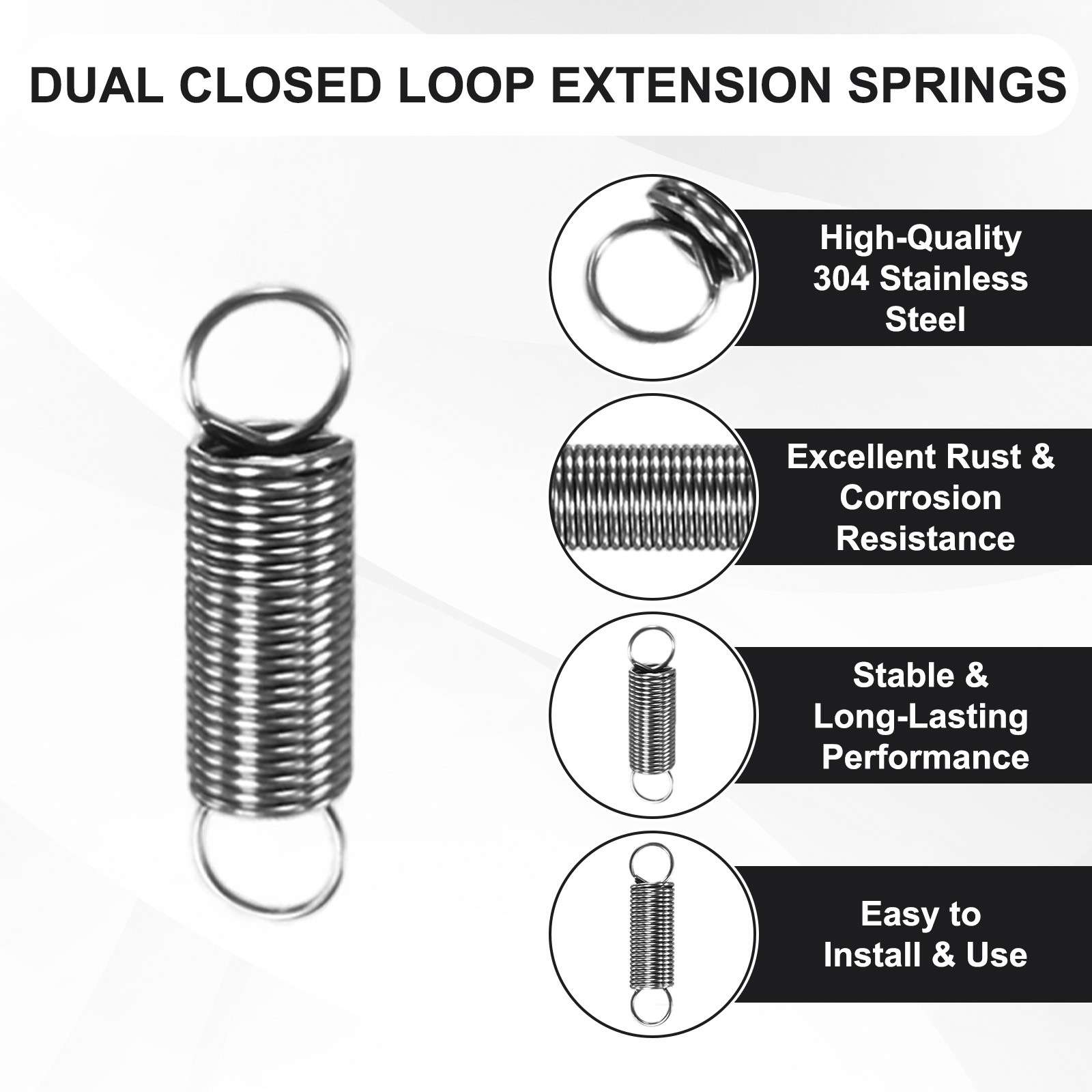 5-Pack Extension Springs, 25mm Length 6mm OD [Silver Tone, 0.6mm Wire Size] gallery