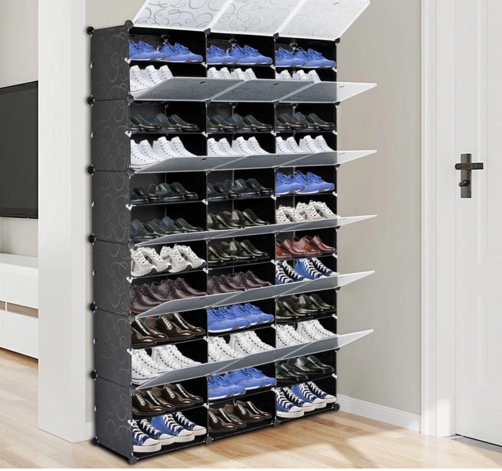 12-Tier 72 Pair Shoe Rack Tower Shelf Storage Cabinet Organizer 36 Grids Black gallery