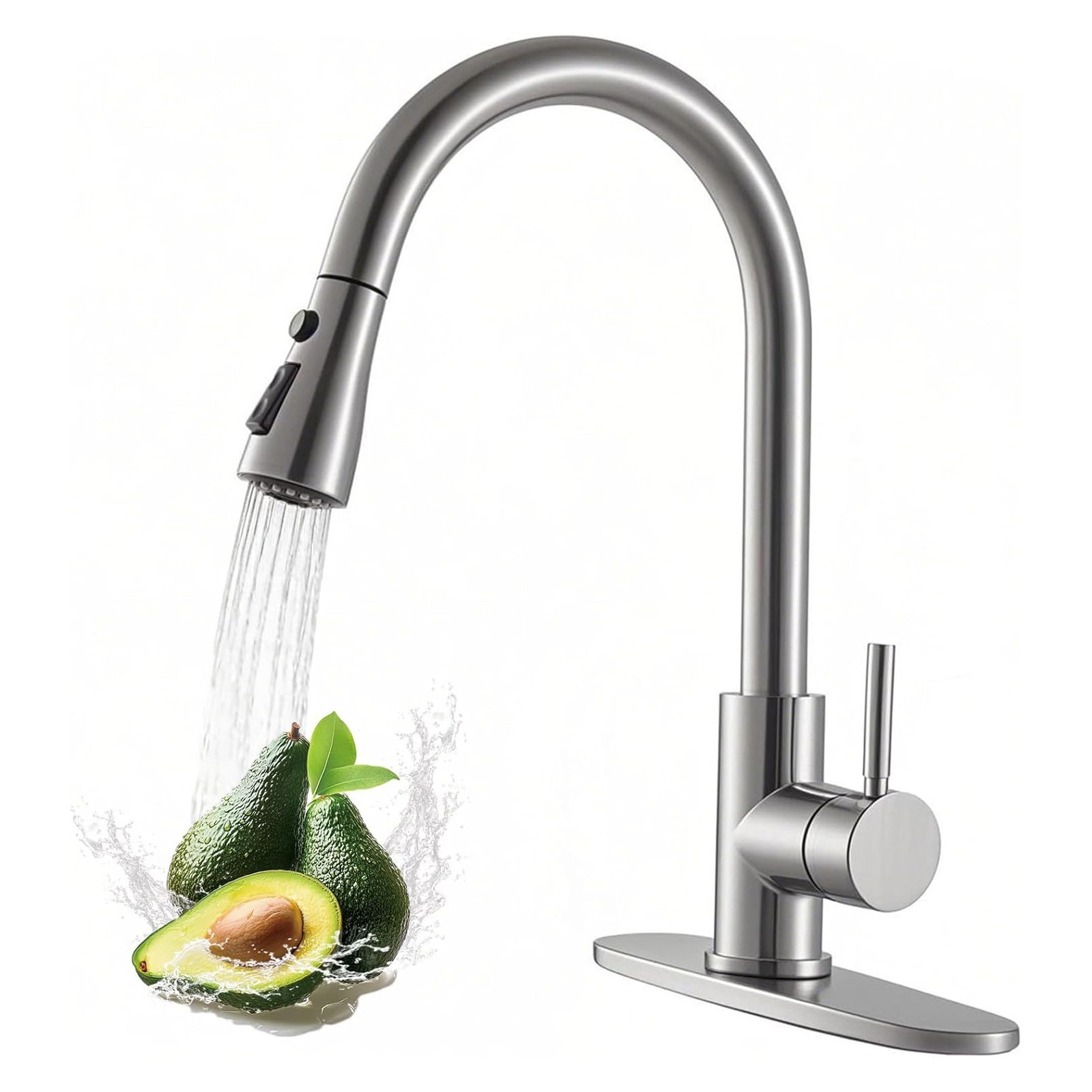 Kitchen Faucet with Pull Down Sprayer Single Handle Brusehd Nickel Sink Faucet gallery
