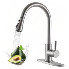 Kitchen Faucet with Pull Down Sprayer Single Handle Brusehd Nickel Sink Faucet
