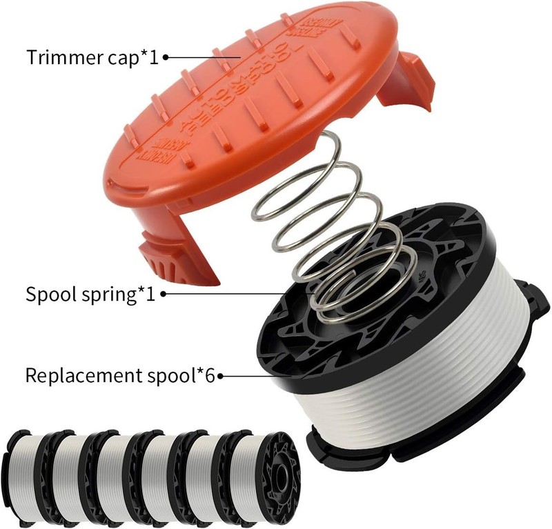 String Trimmer Line for Black and Decker Trimmer/Edger, AF-100, 6 Spools , 1 Cap gallery