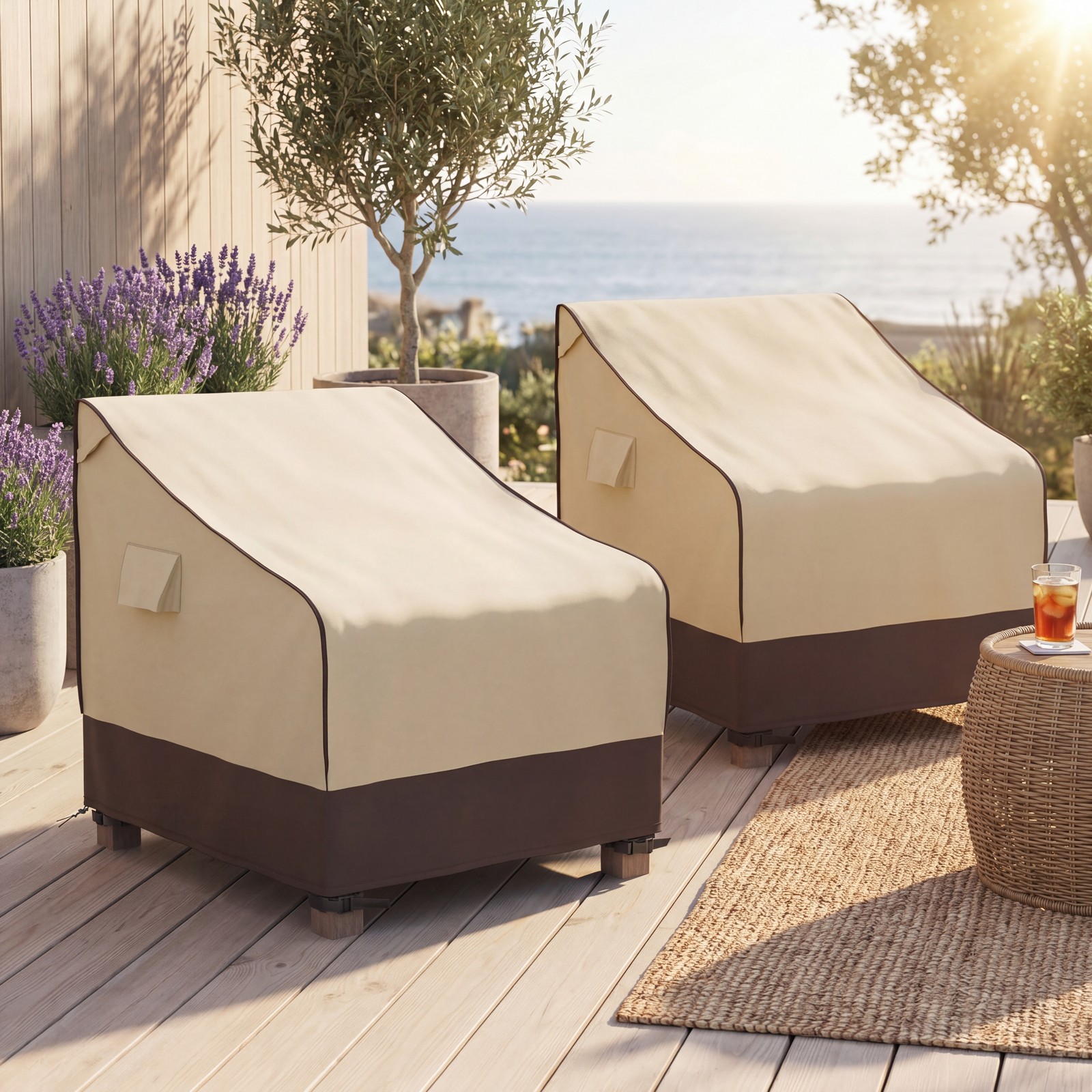 MR. COVER Patio Chair Covers Waterproof 2-Pack 32x37x36" Brown Khaki gallery