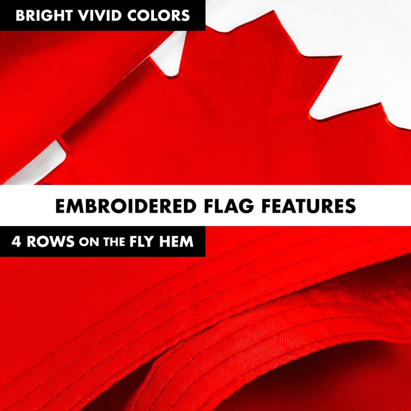 Combo: 6 Ft Flagpole White & Canada Flag 3x6 Ft Double Sided Embr 210D Poly gallery