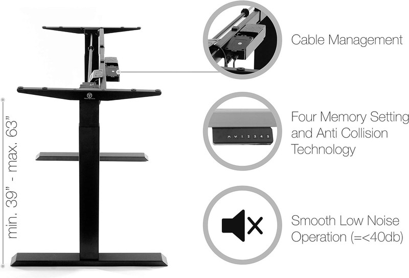 TechOrbits Electric Standing Desk Frame - Two Leg Motorized Stand Up Desk Base gallery