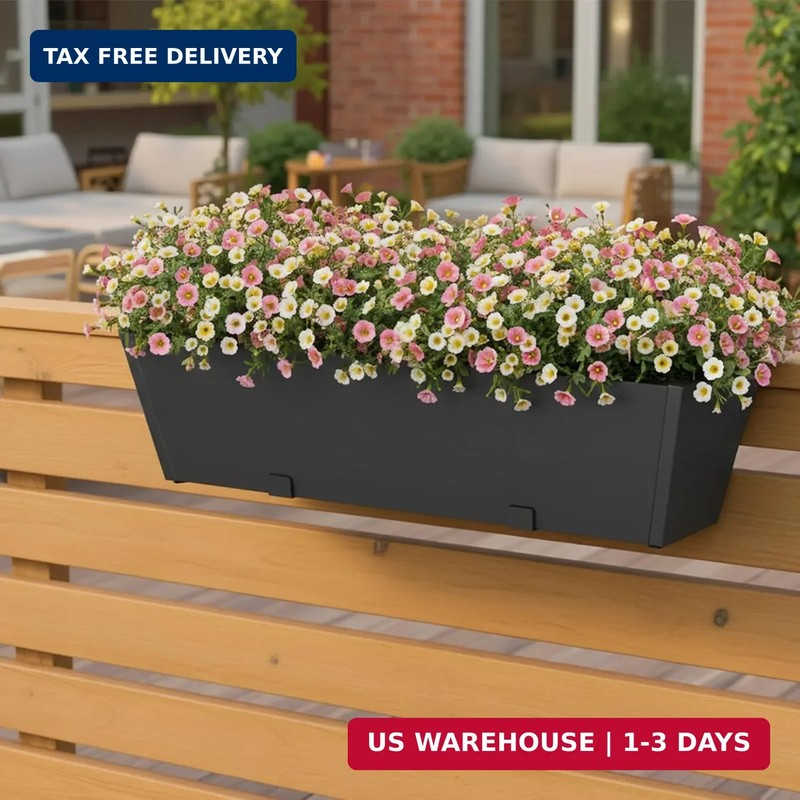 2 Pack Railing Planter Box 36 Inch - Heavy Duty Metal Window Boxes, Deck Railing gallery