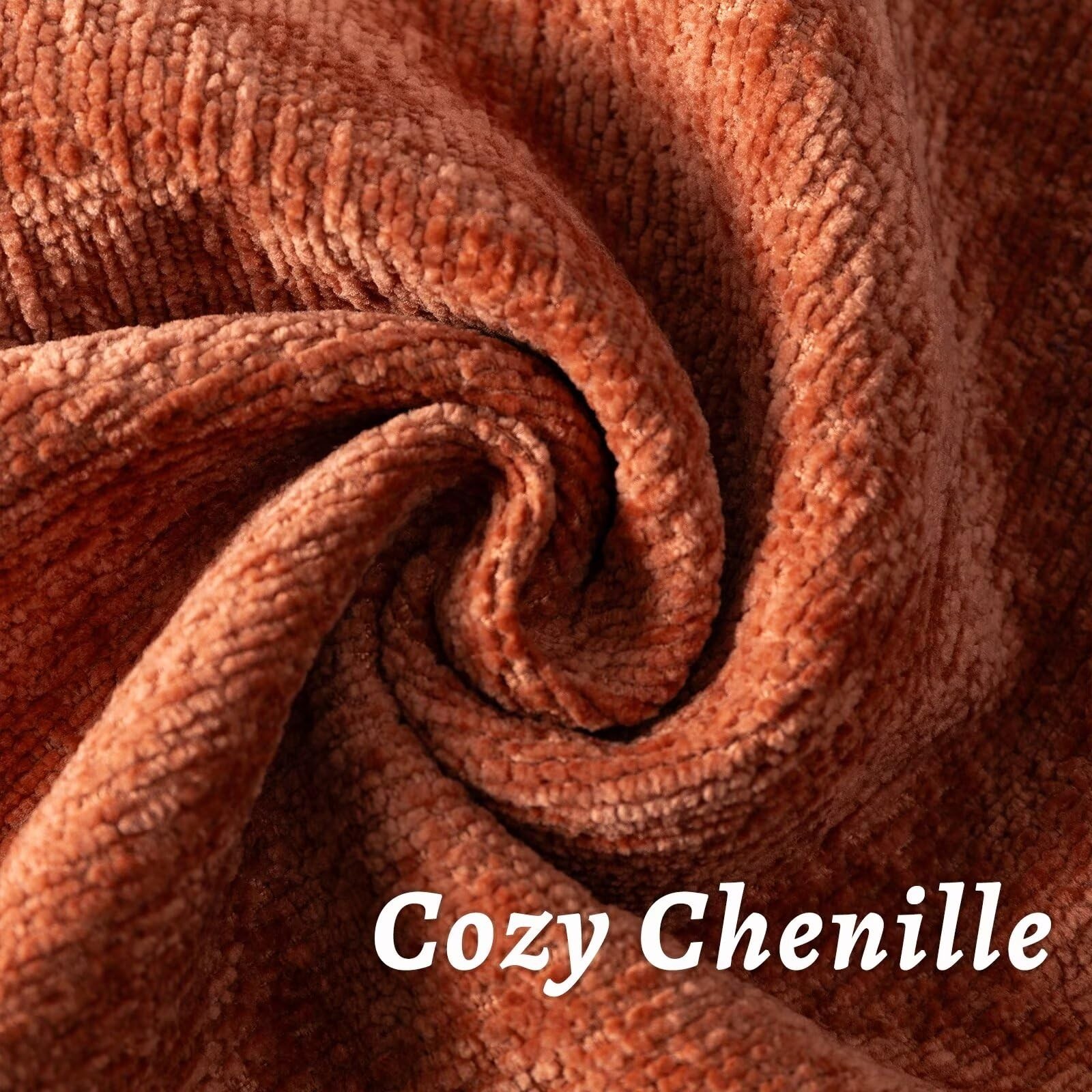 Burnt Orange Fall Decorative Throw Pillow Covers 12x20 Inch Set of 2 Chenille gallery