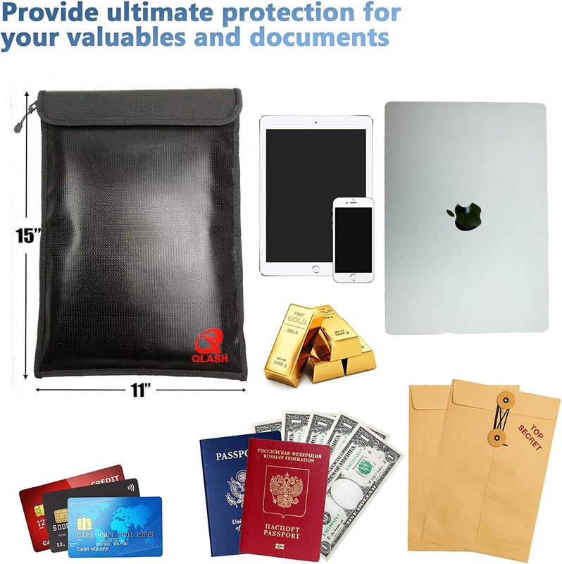 Extra Large 2000℉ Fire Proof money Bag Fireproof Document Pouch Waterproof Safe gallery