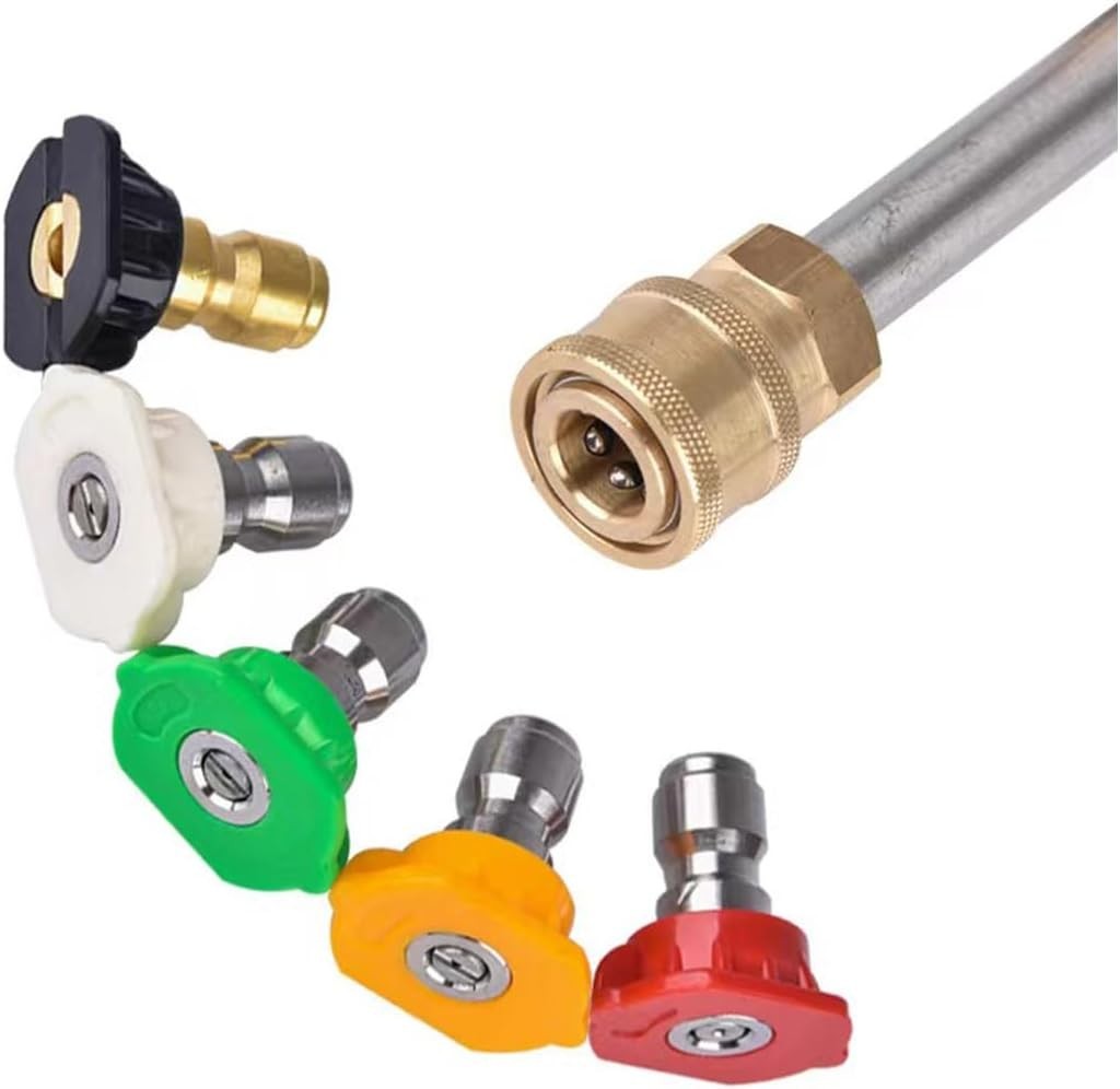 5-Pack High-Pressure Washer Nozzle Tips Set, 4500 PSI, Multi-Angle, Stainless... gallery