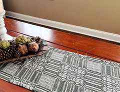 New PRIMITIVE Table Square DARK GRAY GREEN CREAM WINDHAM 34″x34″ Farm Cotton