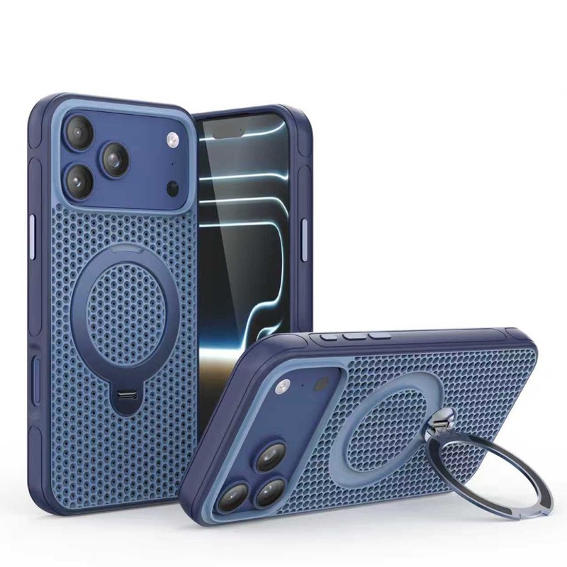For iPhone 17 Pro Max 16 15 14 Shockproof Stand Mag Safe Heat Dissipation Case gallery